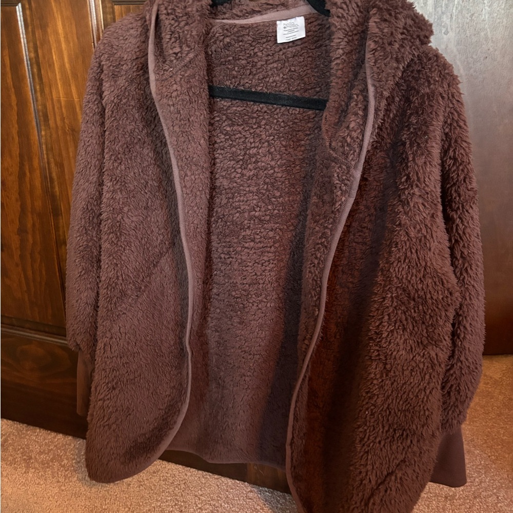 Cozy Plush Hooded Jacket in Deep Brown